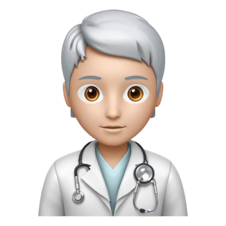 medical robot wearing a white coat and a stethoscope sticker