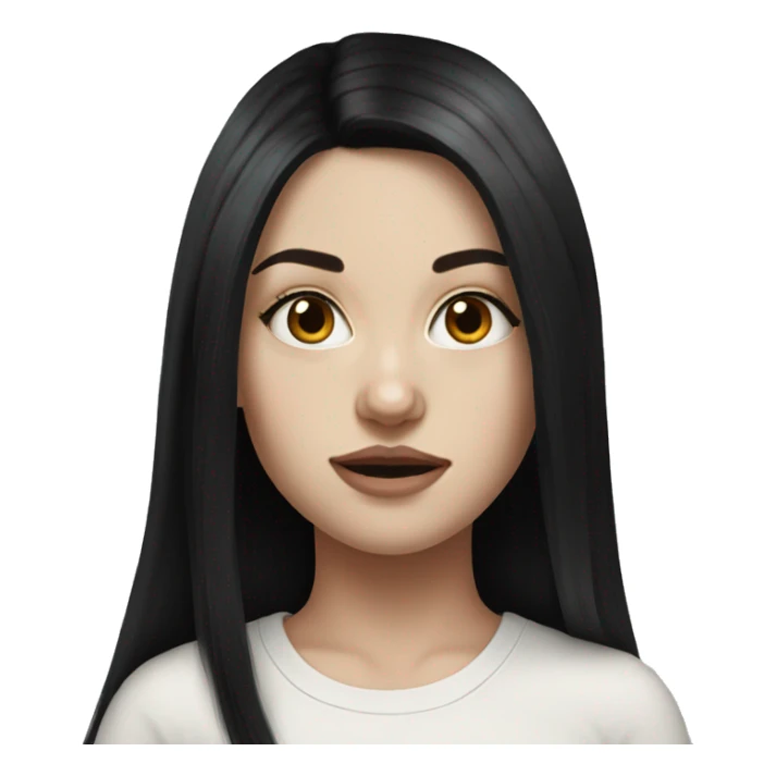 Hyper realism white girl with long black hair sticker