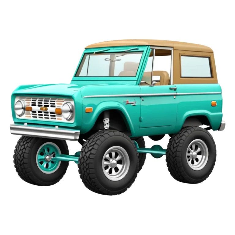 turquoise green classic ford bronco with slot alminum wheels sticker