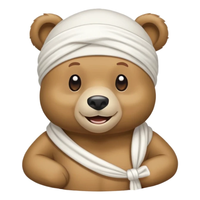 Cartoon bear with a white durag tied around its head sticker