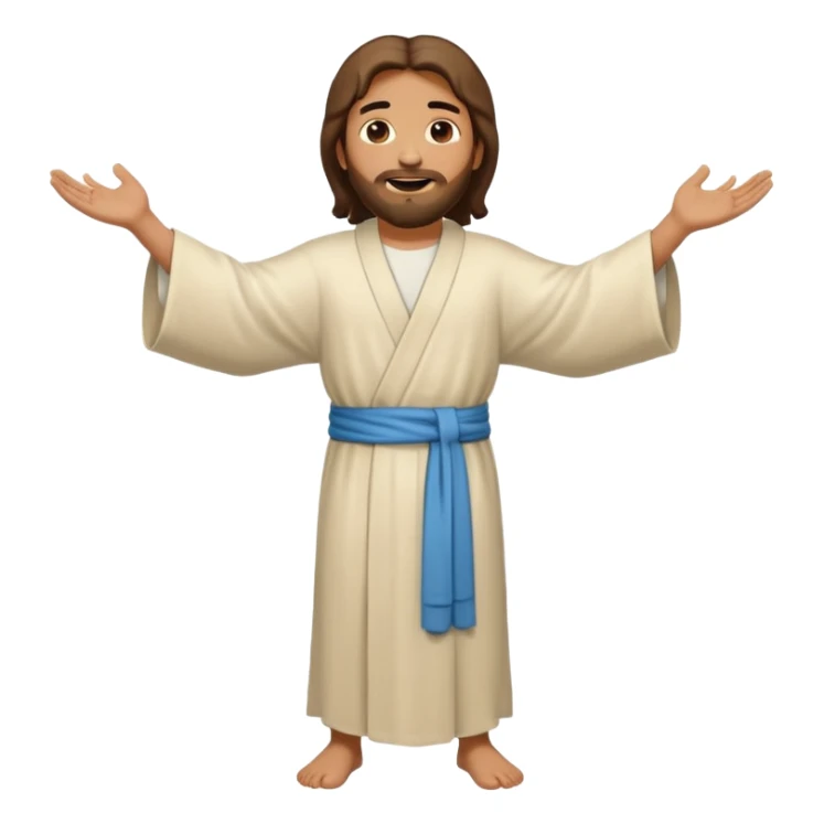 fullbody, head-to-toe, Jesus's apostle Thomas, normal emoji style, arms open sticker