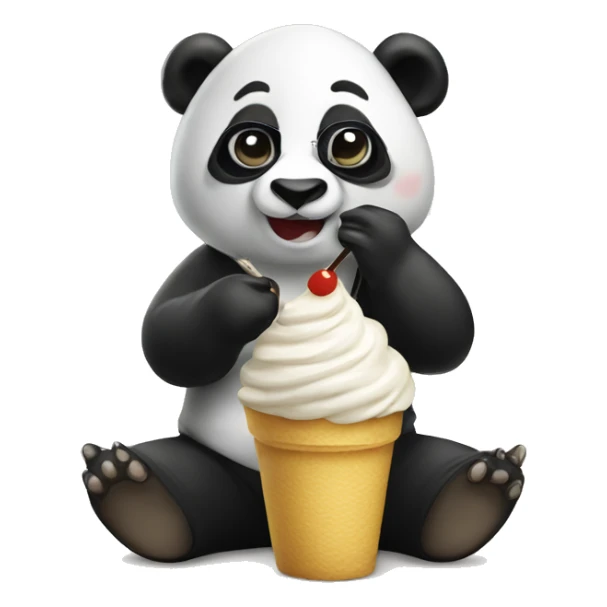 Panda wearing sunglasses with a hoodie eating à Nice cream sticker