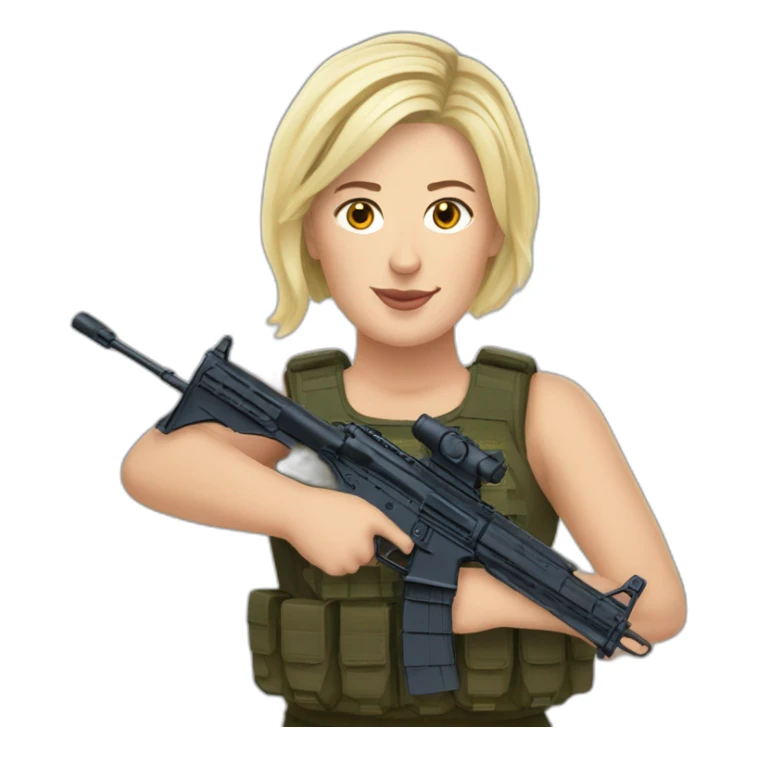 Marine le Pen avec un Famas sticker