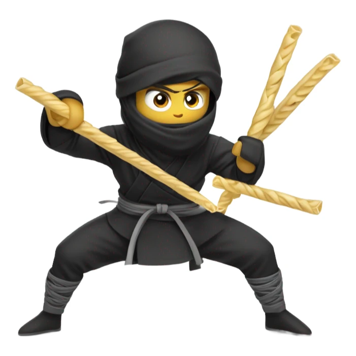 Ninja battle between macaroni noodle and a penne noodle sticker