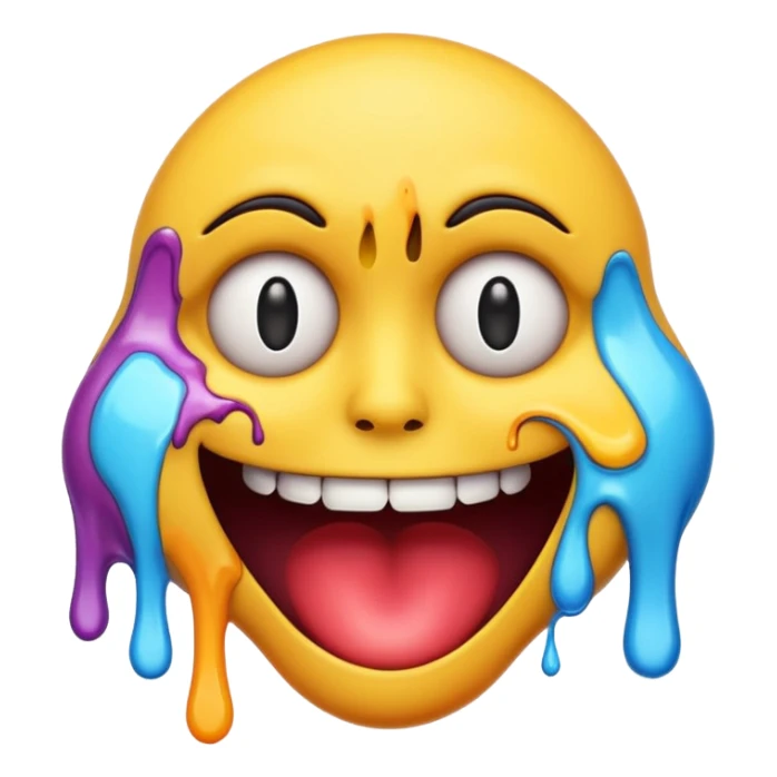 freaky emoji with melting face and wild colors sticker