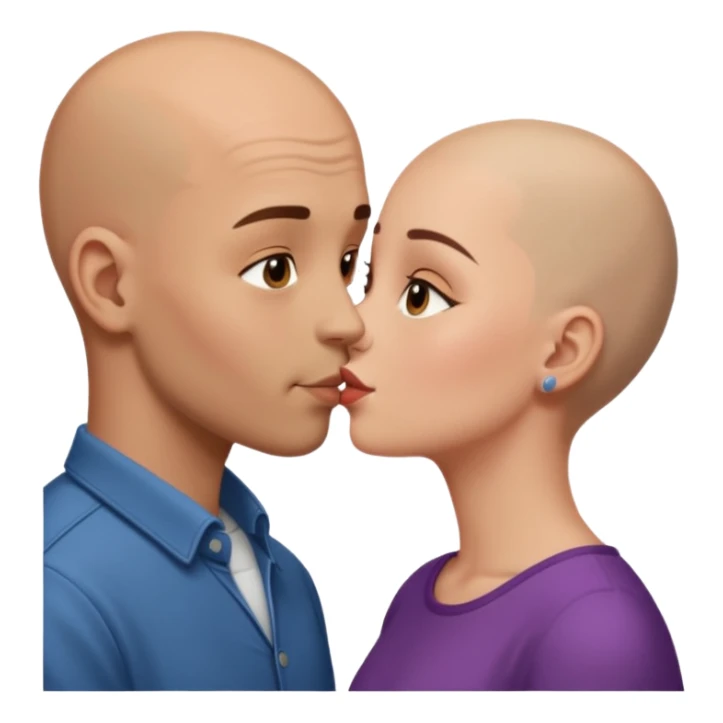 Tall Bald boy kissing a brunette girl  sticker
