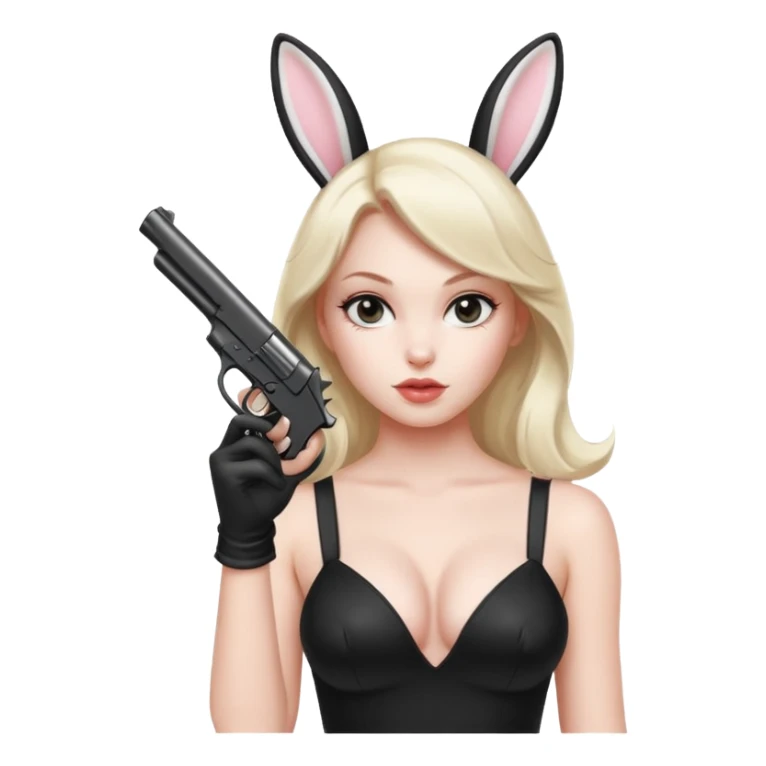girl pointing a gun as a playboy bunny sticker