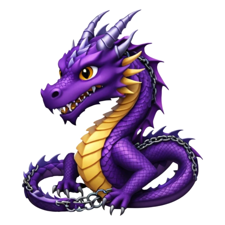 Black and dark purple dragon wearing chains around its neck sticker