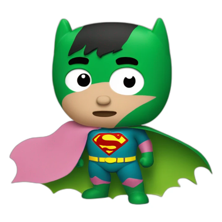 Half superman half batman in oink yellow and green sticker