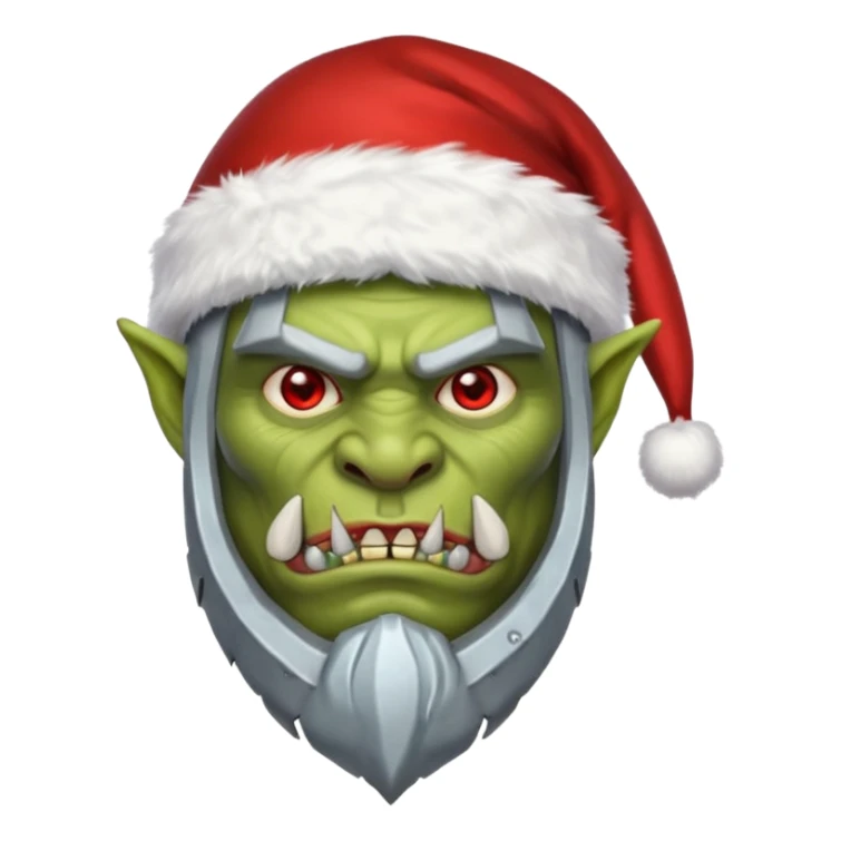 Fantasy Christmas orc legion soldier icon, iron tundra army theme, heavy winter armor, disciplined brutal look, cold steel color palette, emoji portrait, male/female variant
 sticker