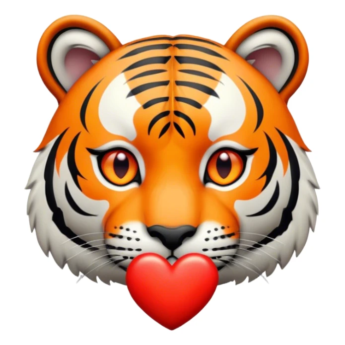 Sad tiger holding heart sticker