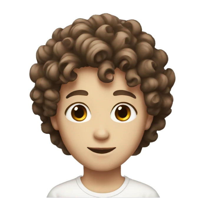 boy with brown eyes curly hair, white skin sticker
