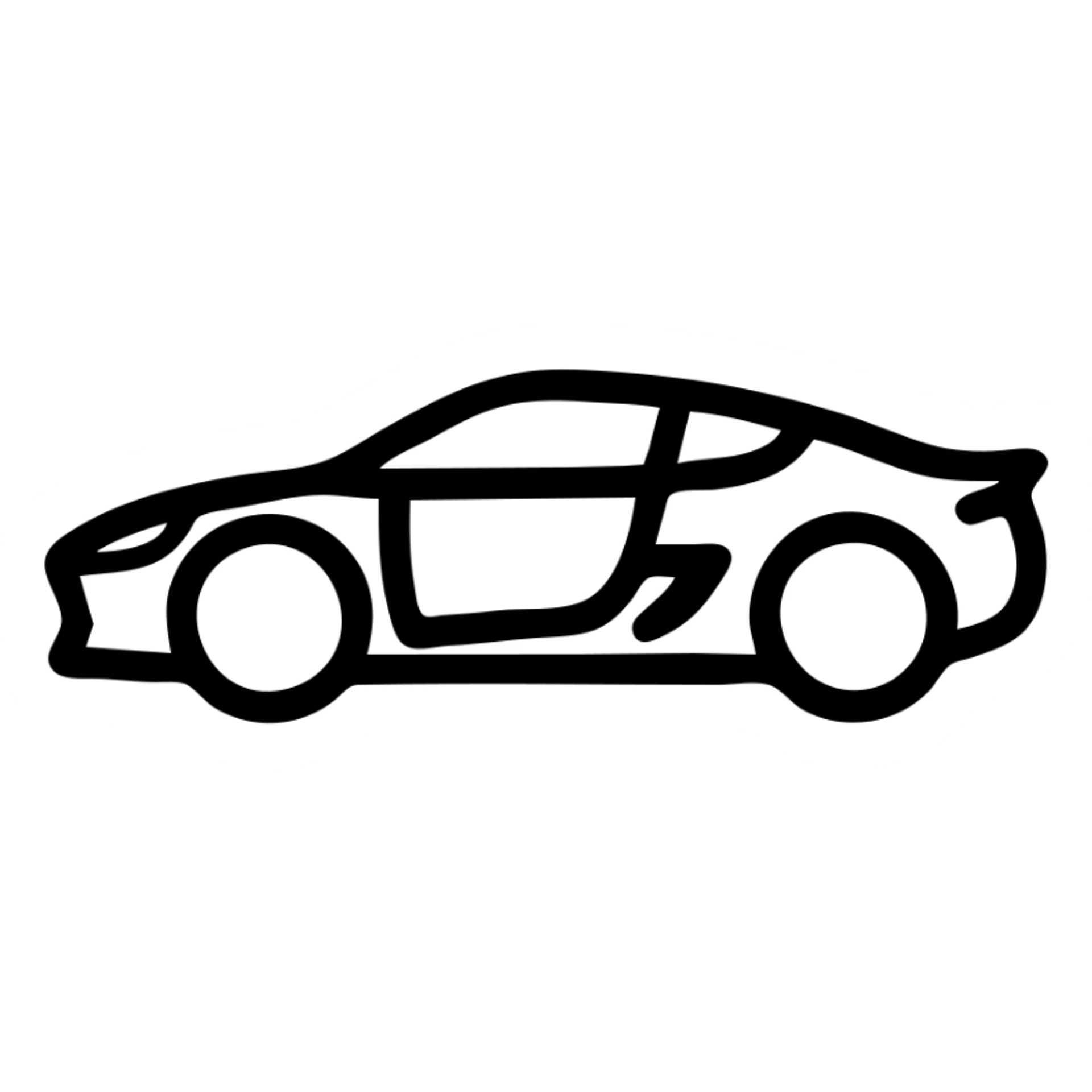 side profile Koenigsegg icon style bold outline simplified features no text sticker