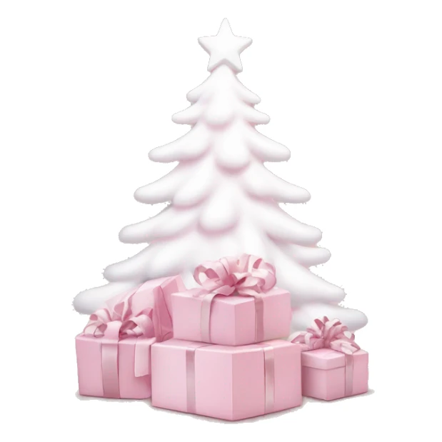 Light pink Christmas gifts under a white Christmas tree  sticker