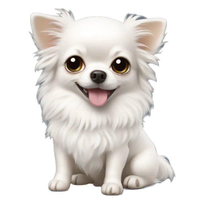 Little white fluffy chihuahua dog sticker