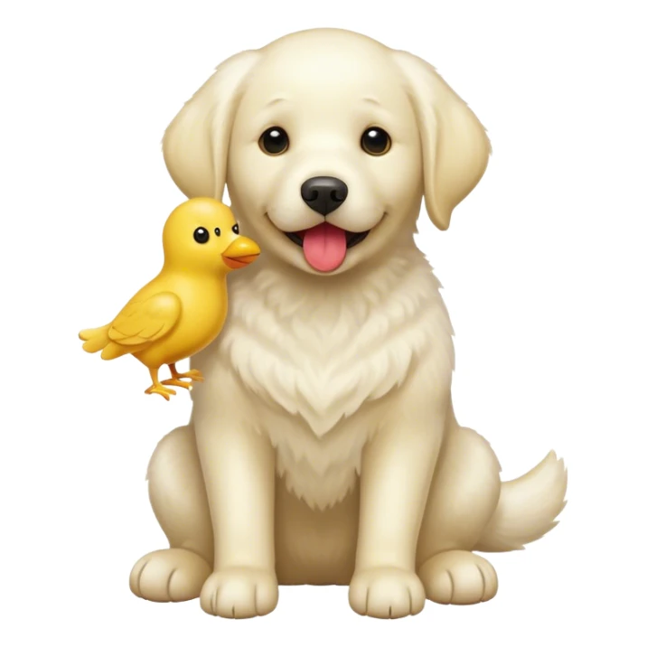 white labrador with yellow chicken toy in mouth sticker