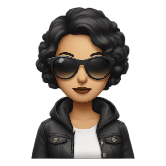 Girl with black hair wearing sunglasses and a vape in her hand sticker