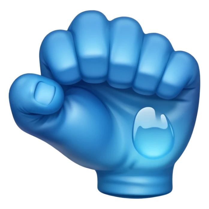 Give me a punching emoji with a blue gradient and transparency, No face, just a fist, With the effect of glass and transparency sticker