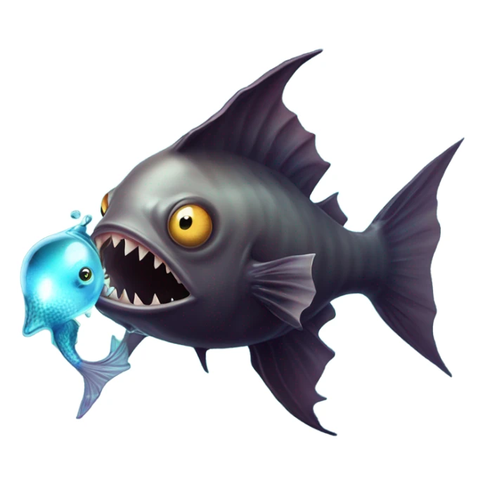 Anglerfish with glowing lure, sharp teeth, and big eyes. sticker