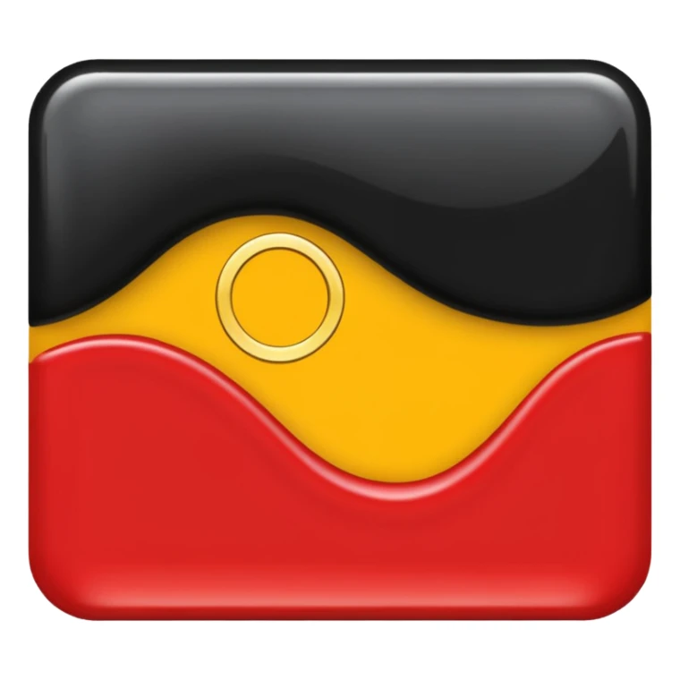 A wawy black and red rectangle with medium sized yellow circle in the middle sticker