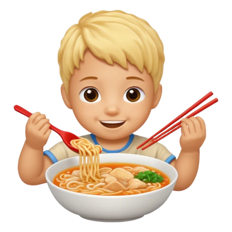 Baby eating ramen sticker