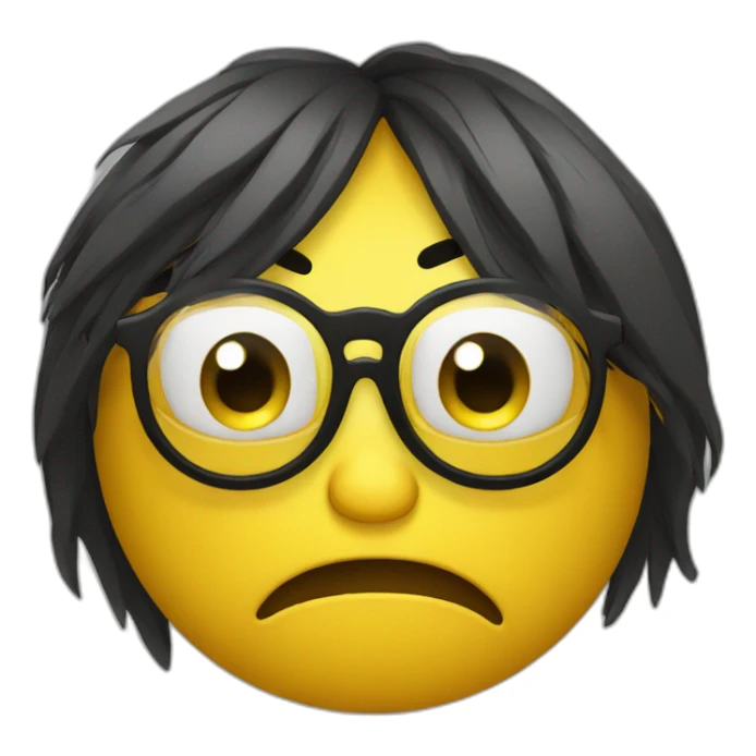 crying yellow emoji with big eyes and black glasses sticker