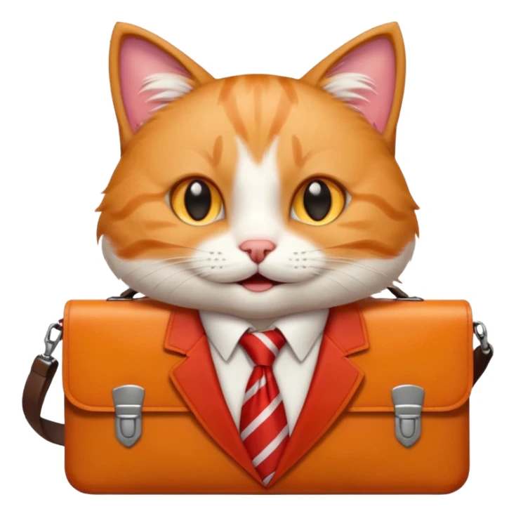happy cat with a red tie and briefcase sticker
