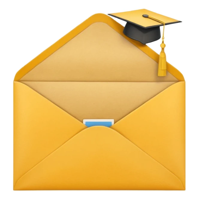 A simple emoji-style icon of a yellow manila envelope with subtle paper texture, clean edges, and a small graduation NUMBER  2017 group-photo icon on the front, graduation icon  sticker