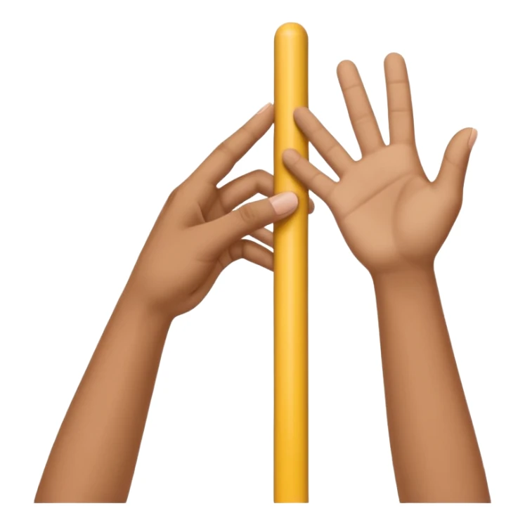 one hand above another hand holding imaginary pole with top hand looking like it’s moving up and down the pole sticker