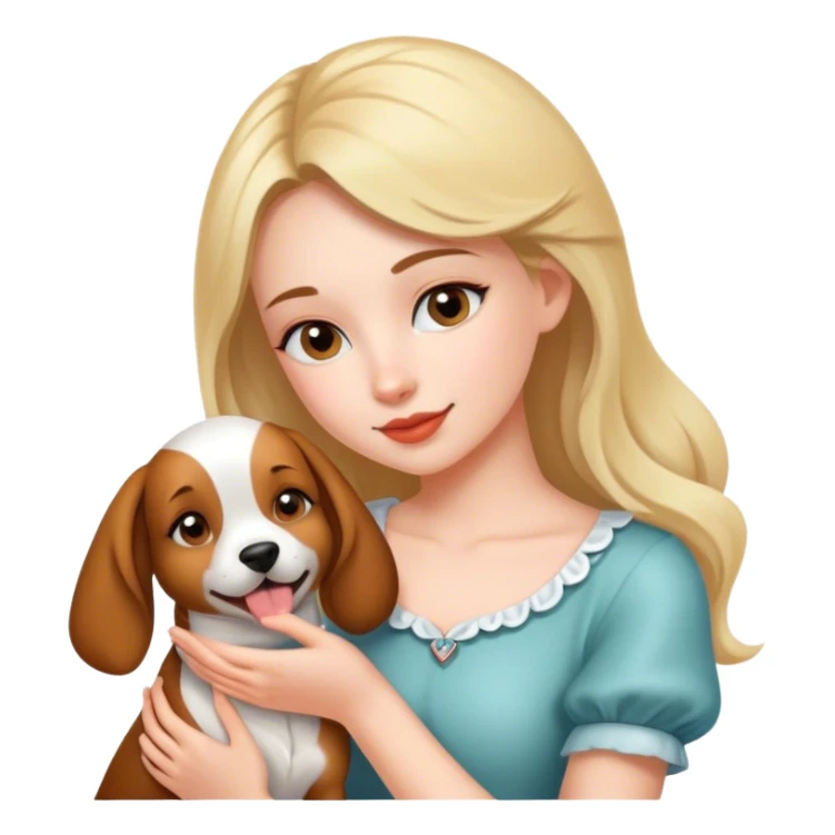 Coquette girl petting a dog sticker