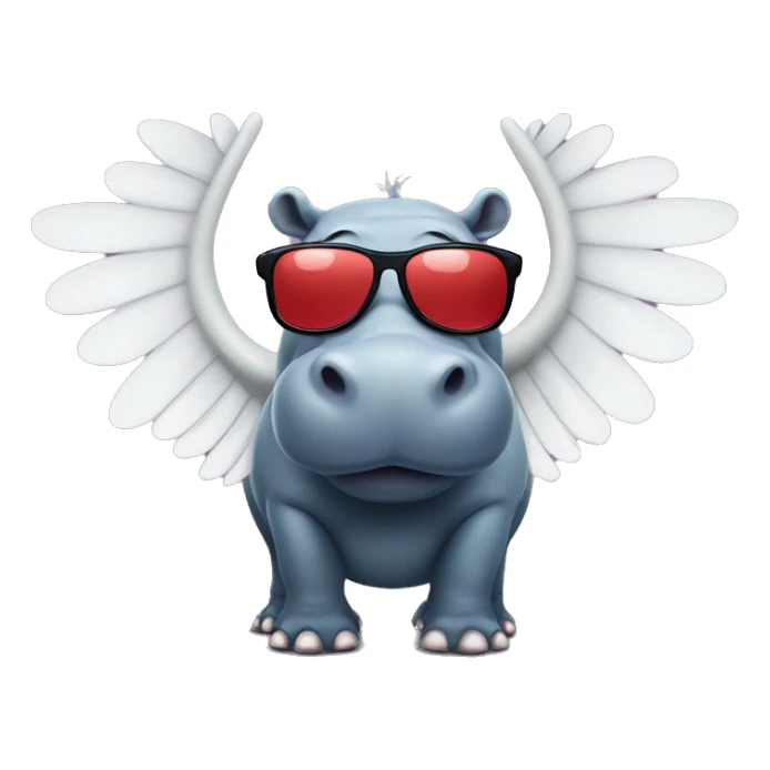 Hippo with sunglasses and wings sticker