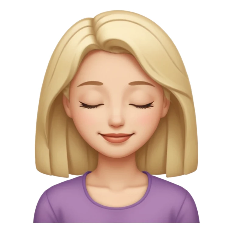 lady face icon feels safe, with closed eyes, smile,  sticker