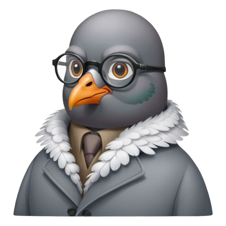 Pigeon with glasses and coat looking like a spy sticker