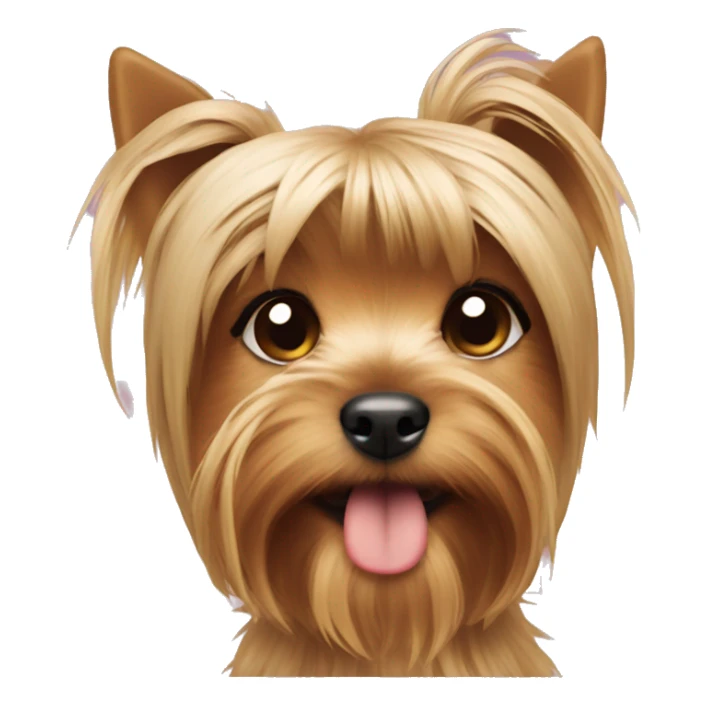 Yorkshire terrier puppy with a ponytail on its head  sticker