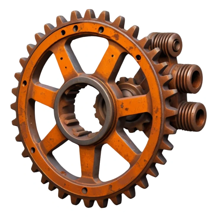 Iron gear with orange corrosion spots.





















 sticker