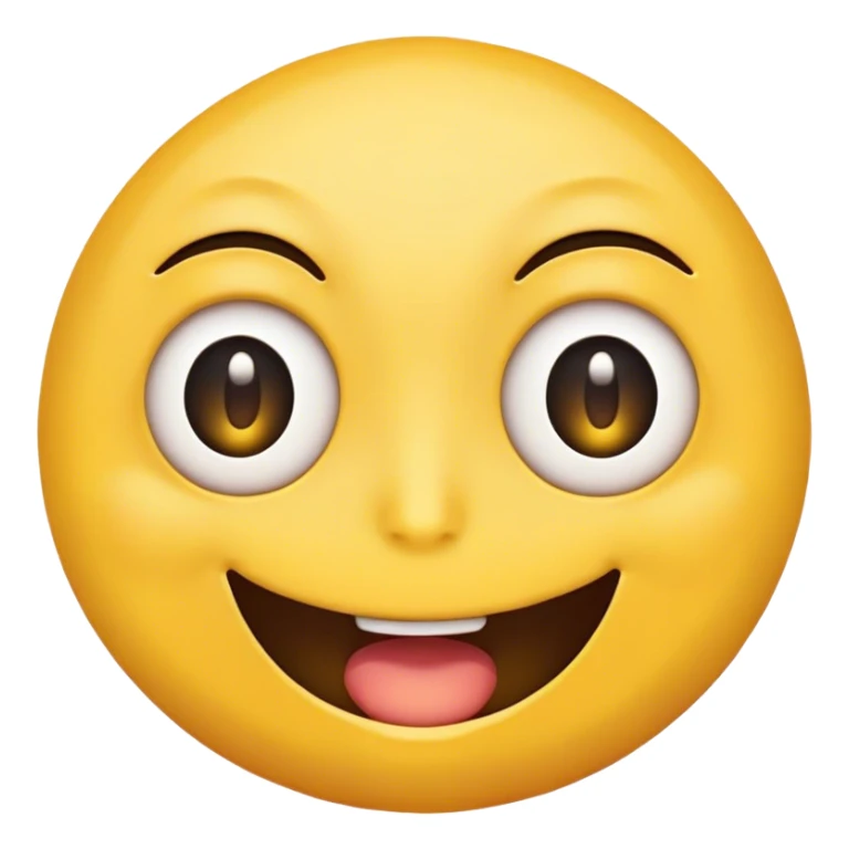 Yellow emoji face with one eye open and the other half open. Smiling weirdly sticker