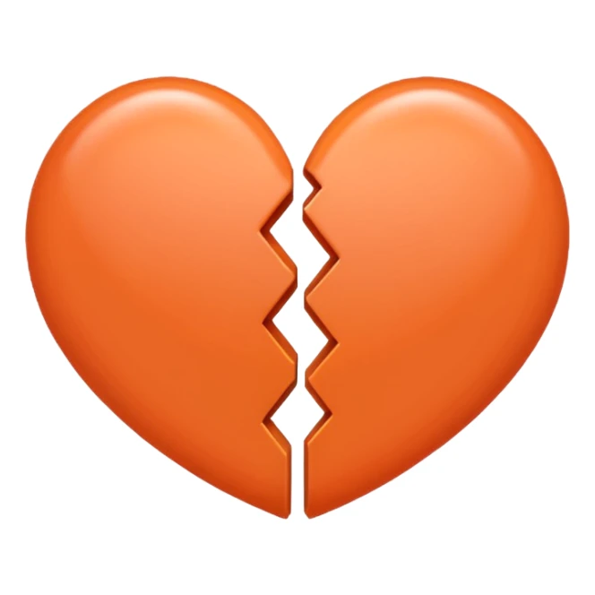 Make a half gray and half orange heart emoji (left is gray and right is orange) sticker