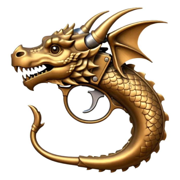 cartoon-style dragon pistol, dragon head as barrel, playful, no text sticker