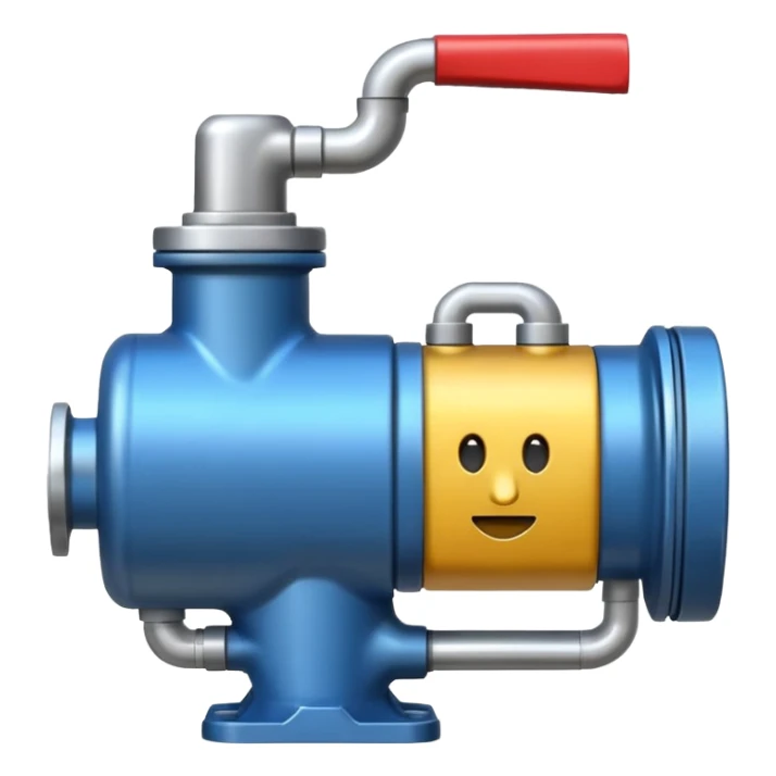 Plumbing pump, digital art emoji style, with clean lines, no face on objects, white background sticker