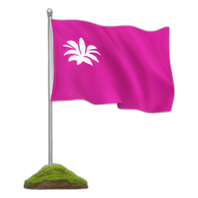 big fuchsia flag with white inscription "idea" in centre sticker