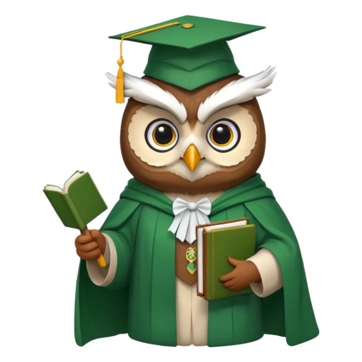 owl professor in green cloak graduation sticker