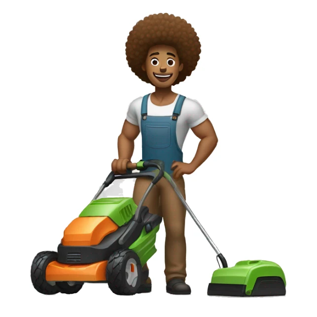 Muscular Light brown skin man with afro sing lawnmower  sticker