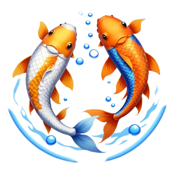 two koi fish swimming around in a circle rainbow blue bronze sticker