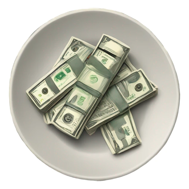 Plate of cash sticker