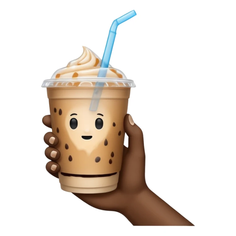 a white hand holding an iced coffee but just the hand and the cup, no faces sticker