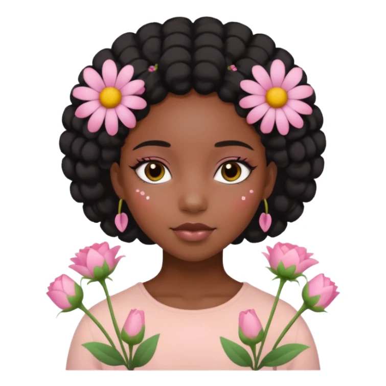 Pastel Pink Black Girl With Flowers sticker