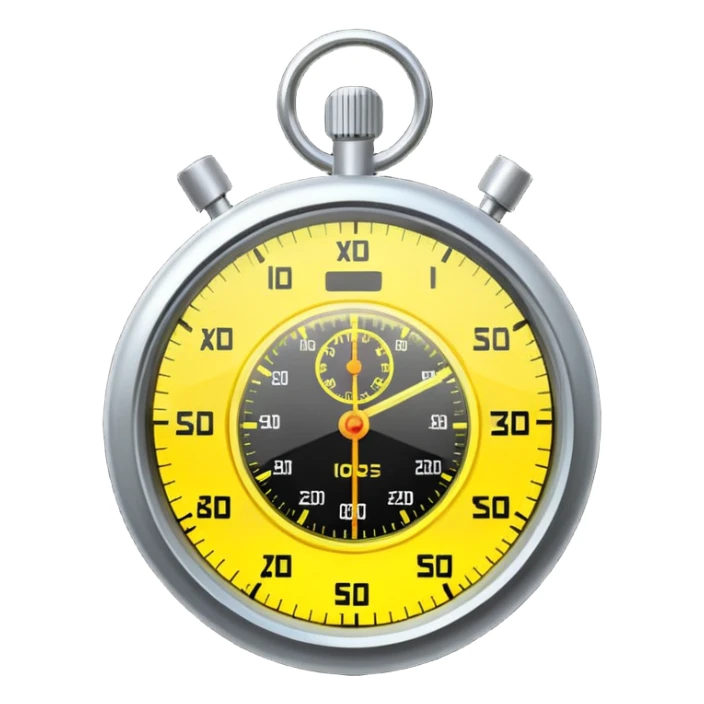 A yellow hologram of a stopwatch sticker