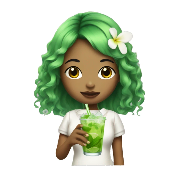 harajuku girl with mojito in her hand sticker