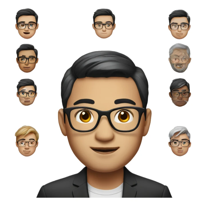 memoji, portrait, asian, glasses guy, 25 years old, ceo sticker