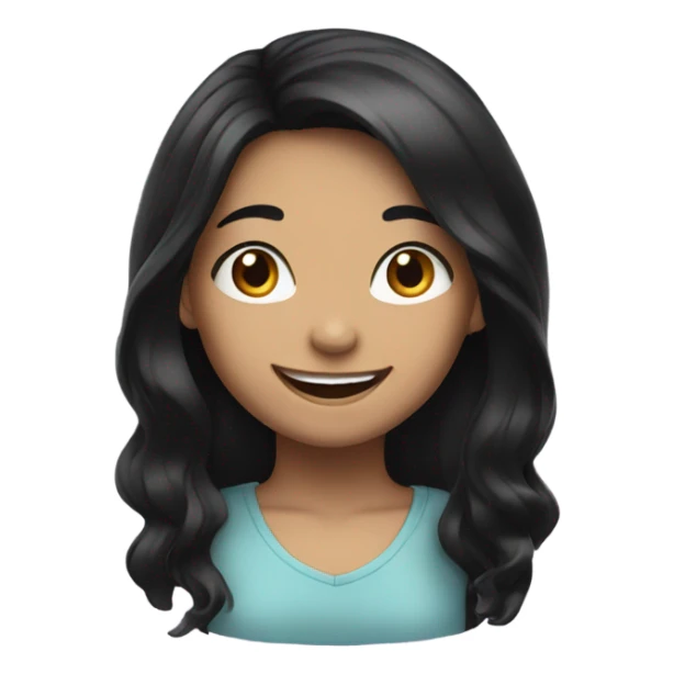 happy girl with black hair sticker